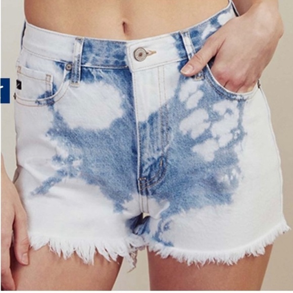 KanCan High Rise Bleach Effect Shorts size 13 - Picture 1 of 7